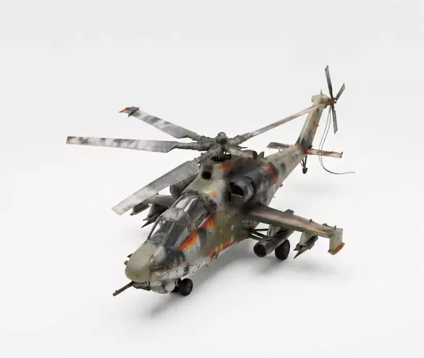 Destroyed Military Attack Helicopter Wreck 3D Model Low-poly 3D model