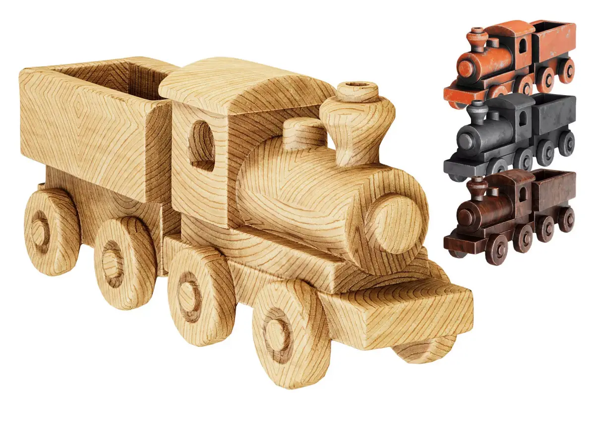 Vintage Toy Train Set  Low-poly 3D model