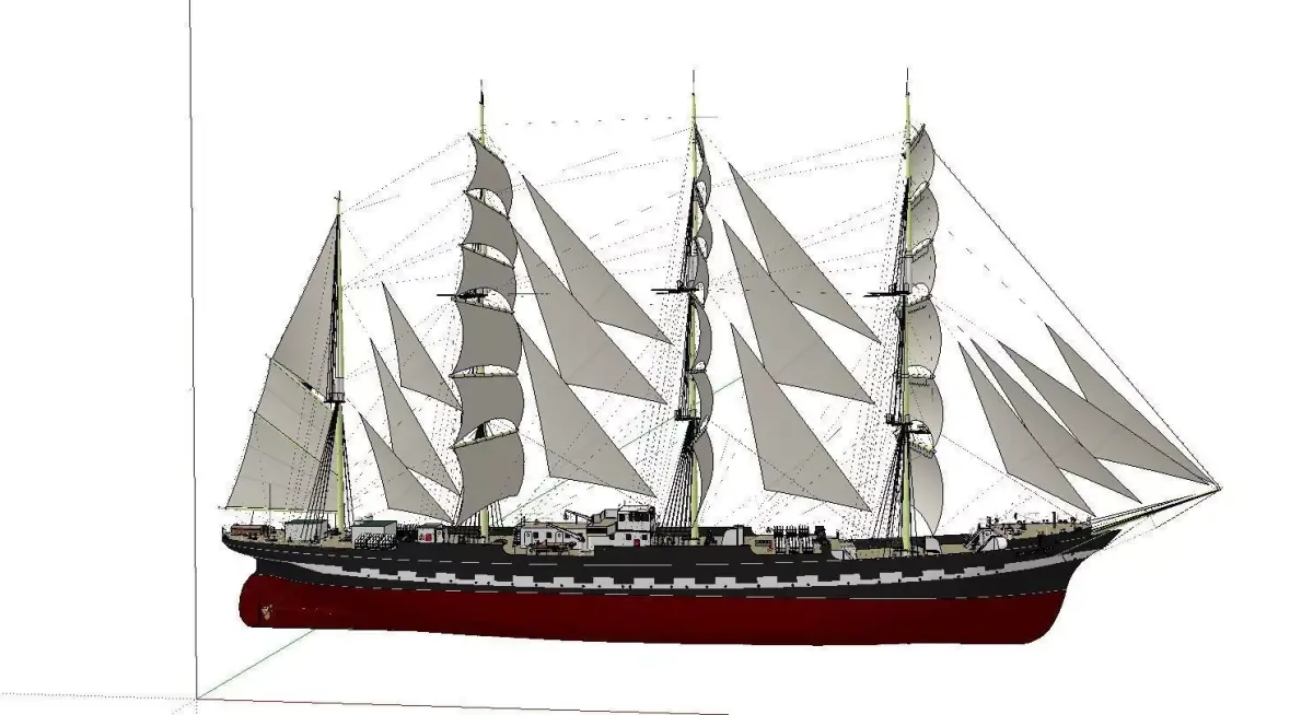 Russian Ship Kruzenshtern Low-poly 3D model