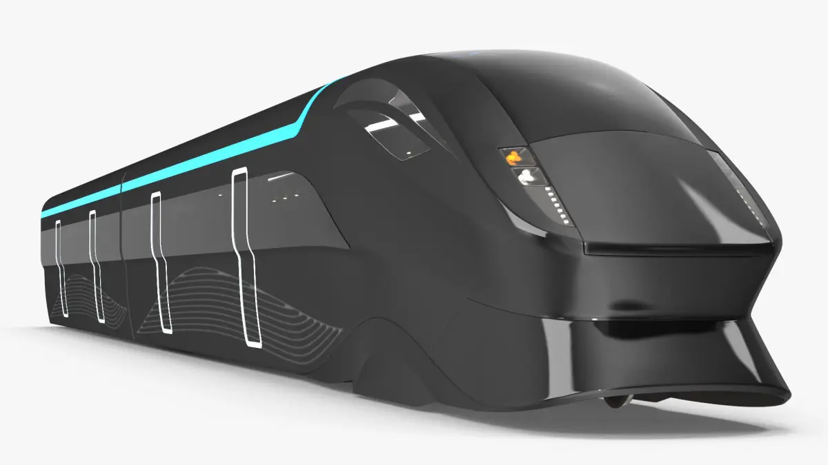 Futuristic Passenger Train Grey 3D model