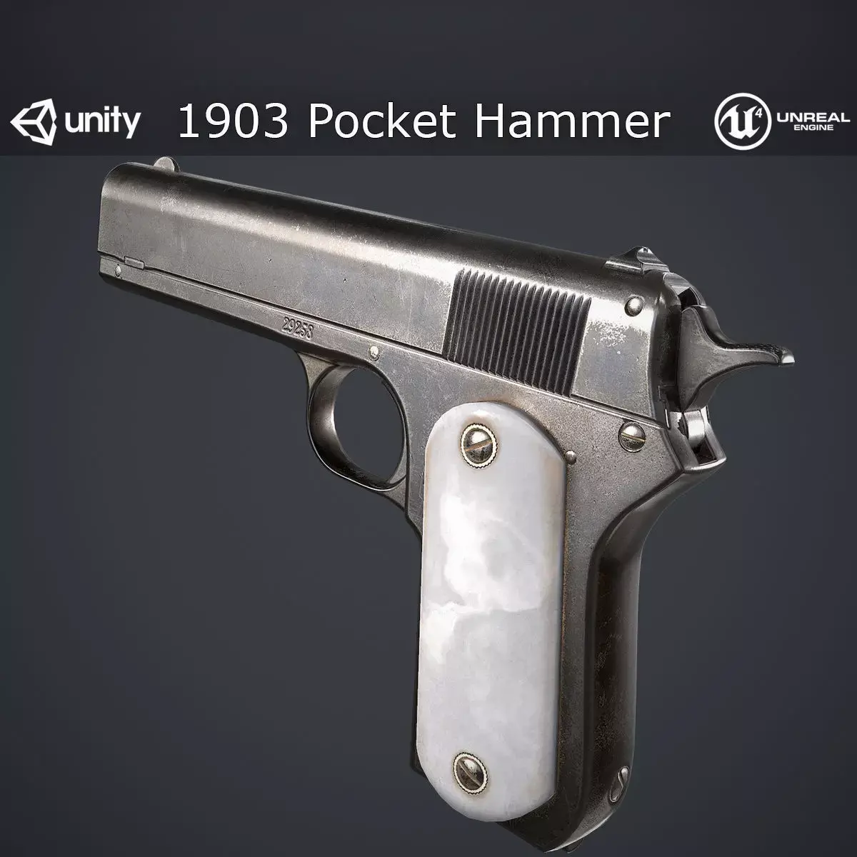 1903 Pocket Hammer Pistol Low-poly 3D model