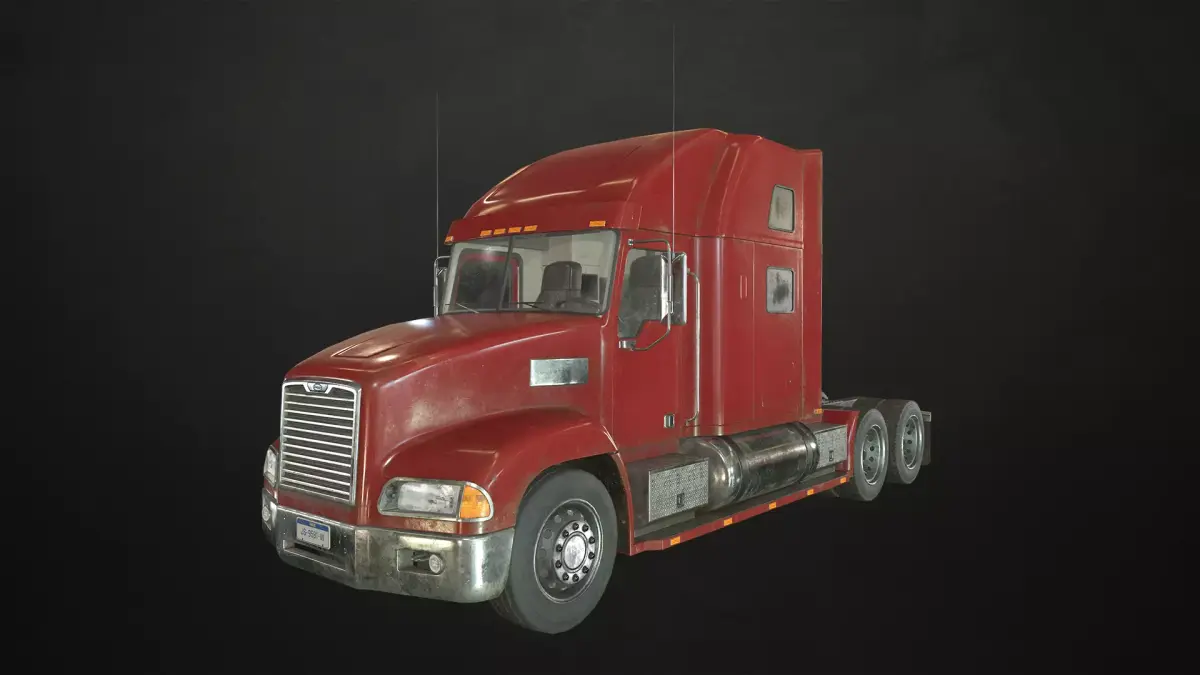 Semi Truck Tractor - Red Low-poly 3D model