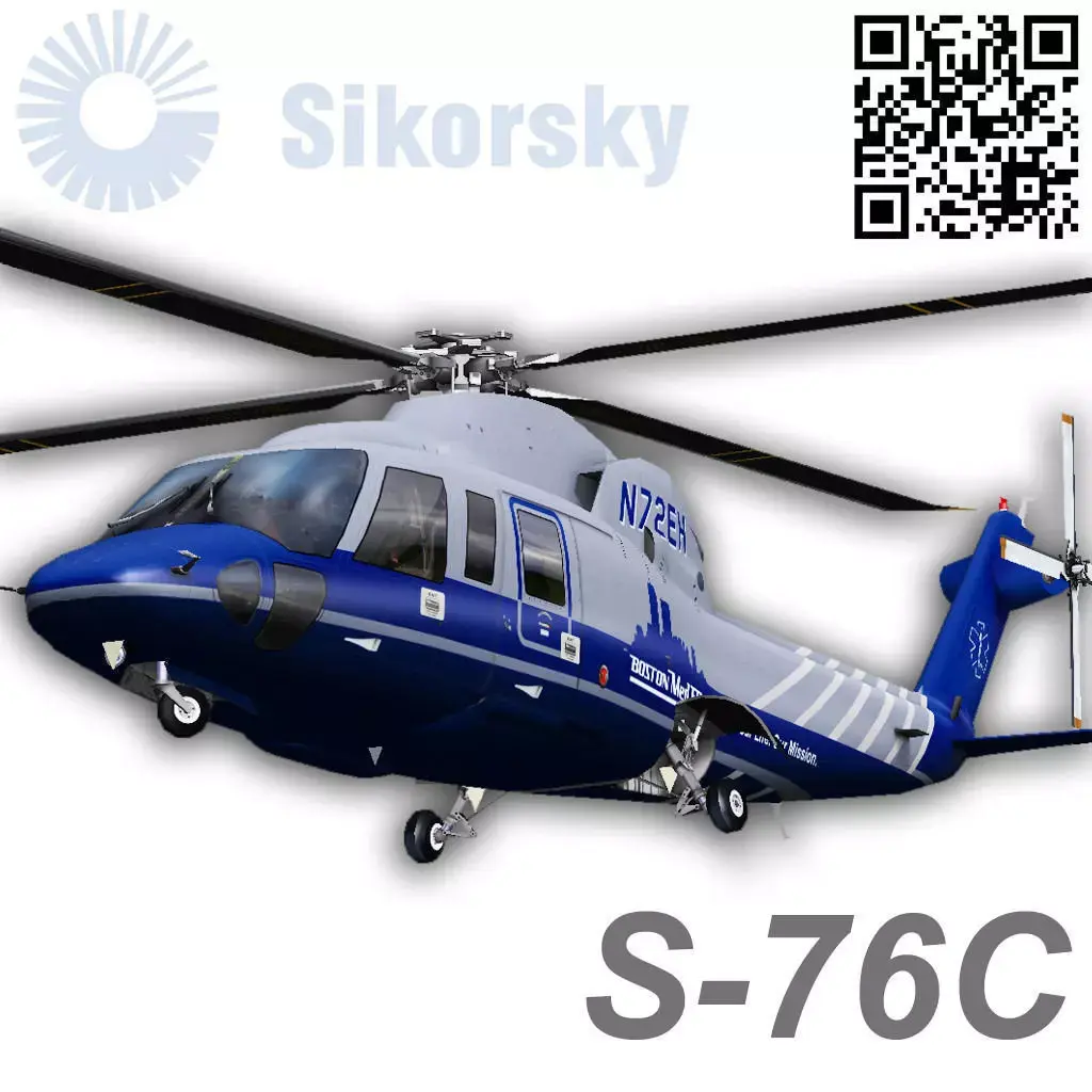  Sikorsky S76C Bostom Med Flight Low-poly 3D model