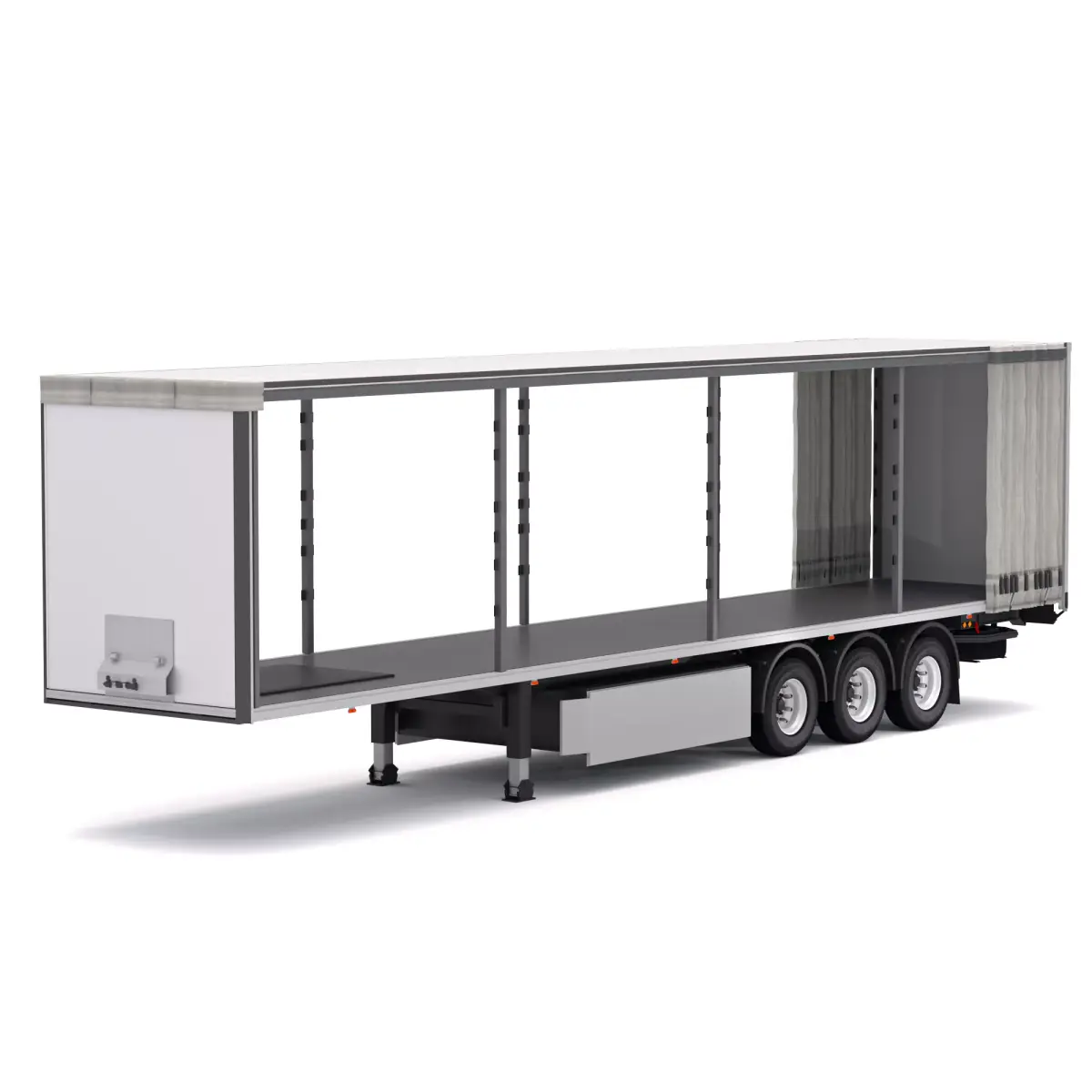 Semi Trailer Open Curtain 2 3D model
