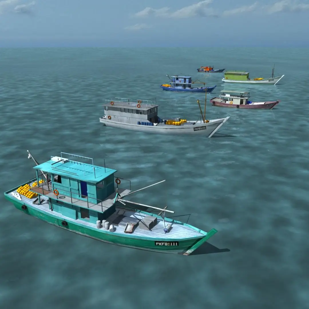 Asian Fishing Boats 3D model