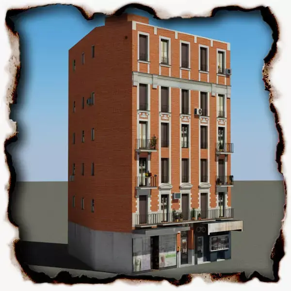 Building with windows and balconies 3D model
