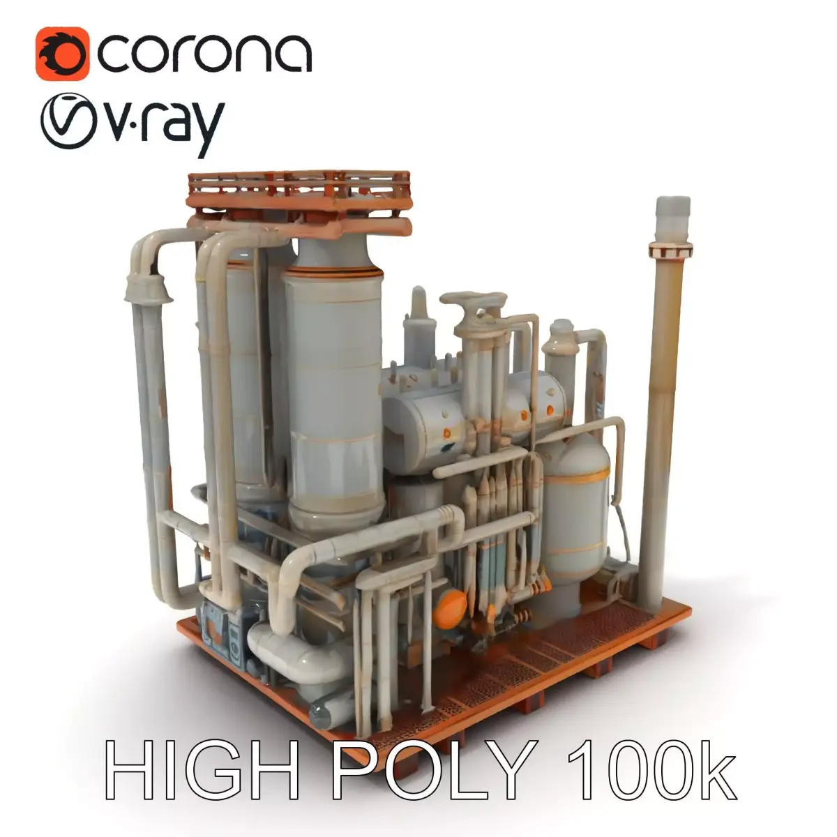 Industrial Factory Piping Structure D Model Pack Low-poly 3D model