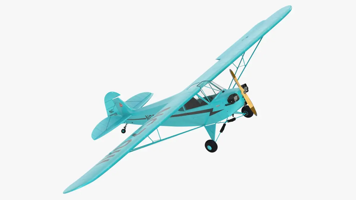 Piper Cub Aircraft Rigged 3D model
