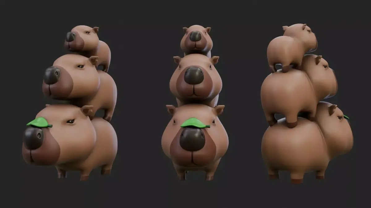 Cute Capybara  Low-poly 3D model