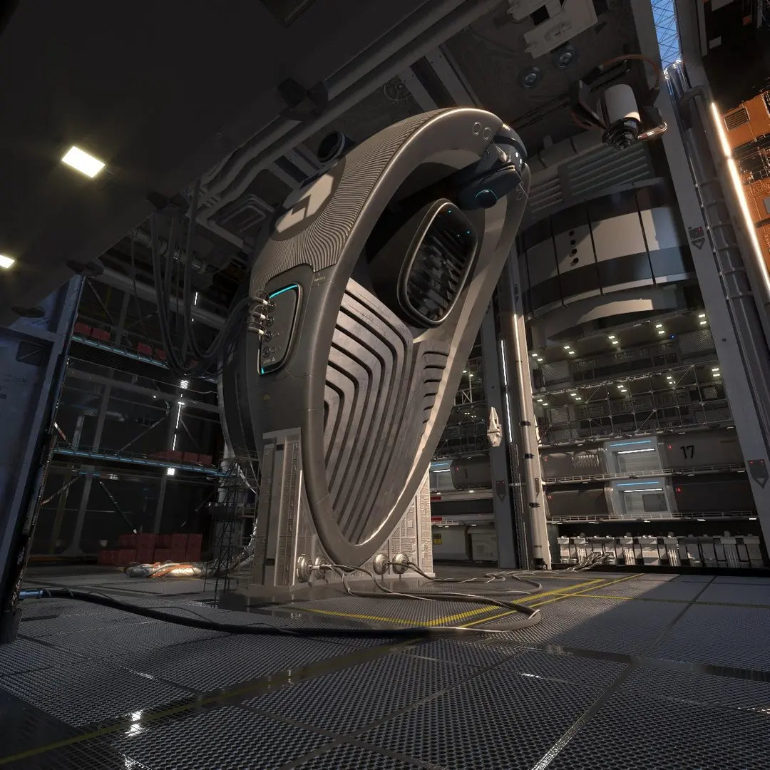Interplanetary Starship Parked in a Hangar 3D model