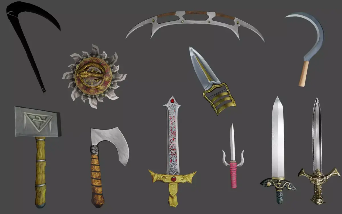 Melee Weapons Pack 01  Low-poly 3D model