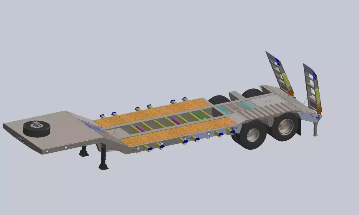 30 Tons Lowboy Semitrailer Fixed Neck  3D model