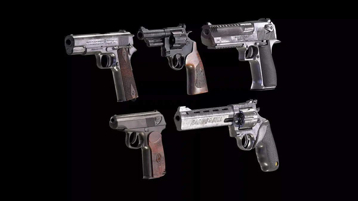 PISTOL WEAPON PACK LOW-POLY PBR Low-poly 3D model