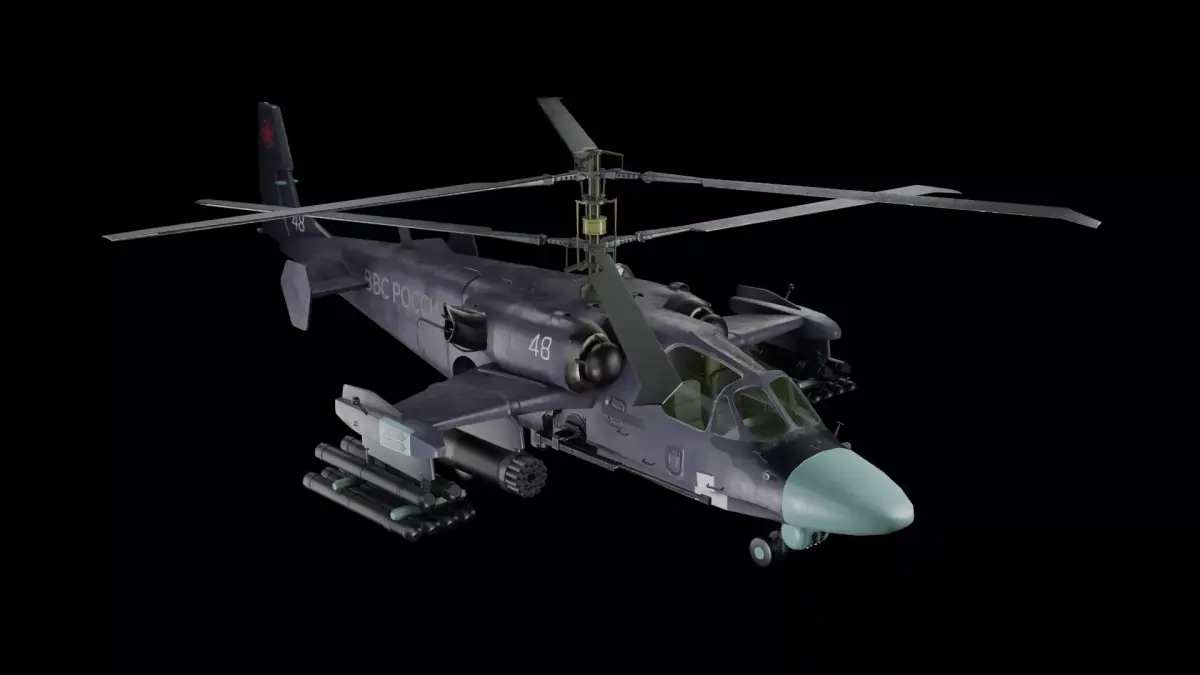 Kamov helicopter Ka-52 alligator Low-poly 3D model