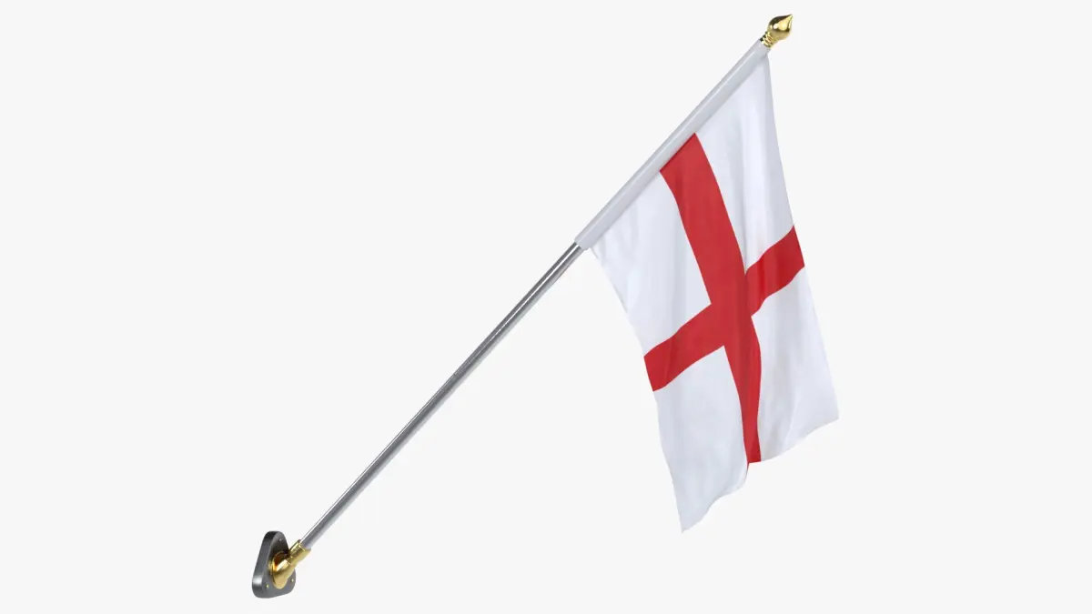 England Cloth Flag Wall Mount Animated 3D model