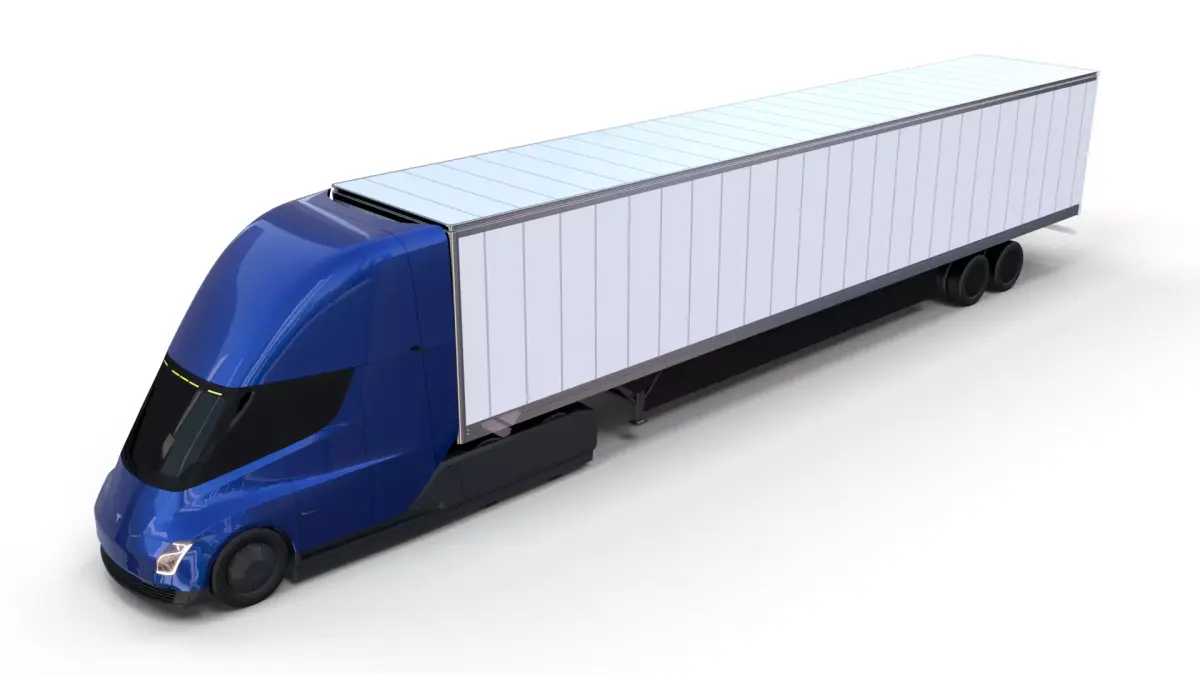 Tesla Truck Blue w trailer 3D model