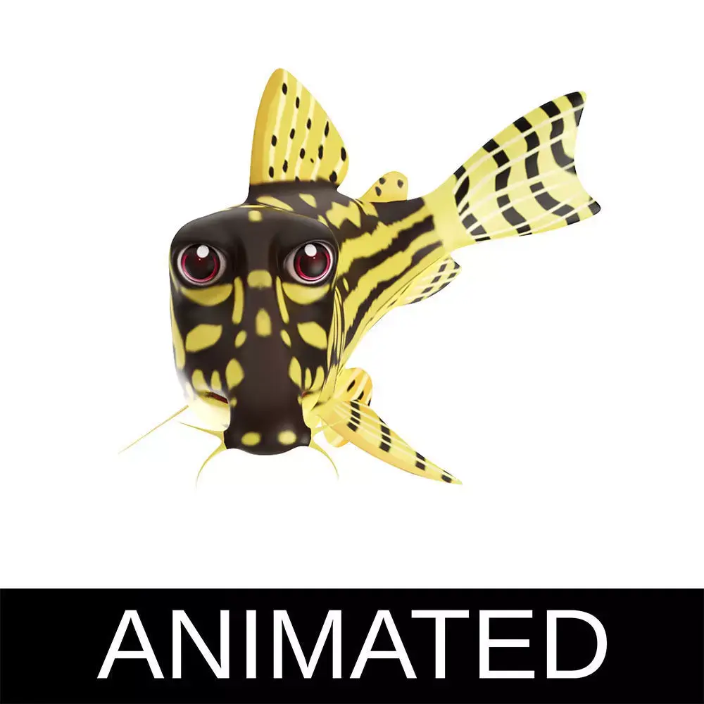 Sterba Corydoras fish animated Low-poly 3D model