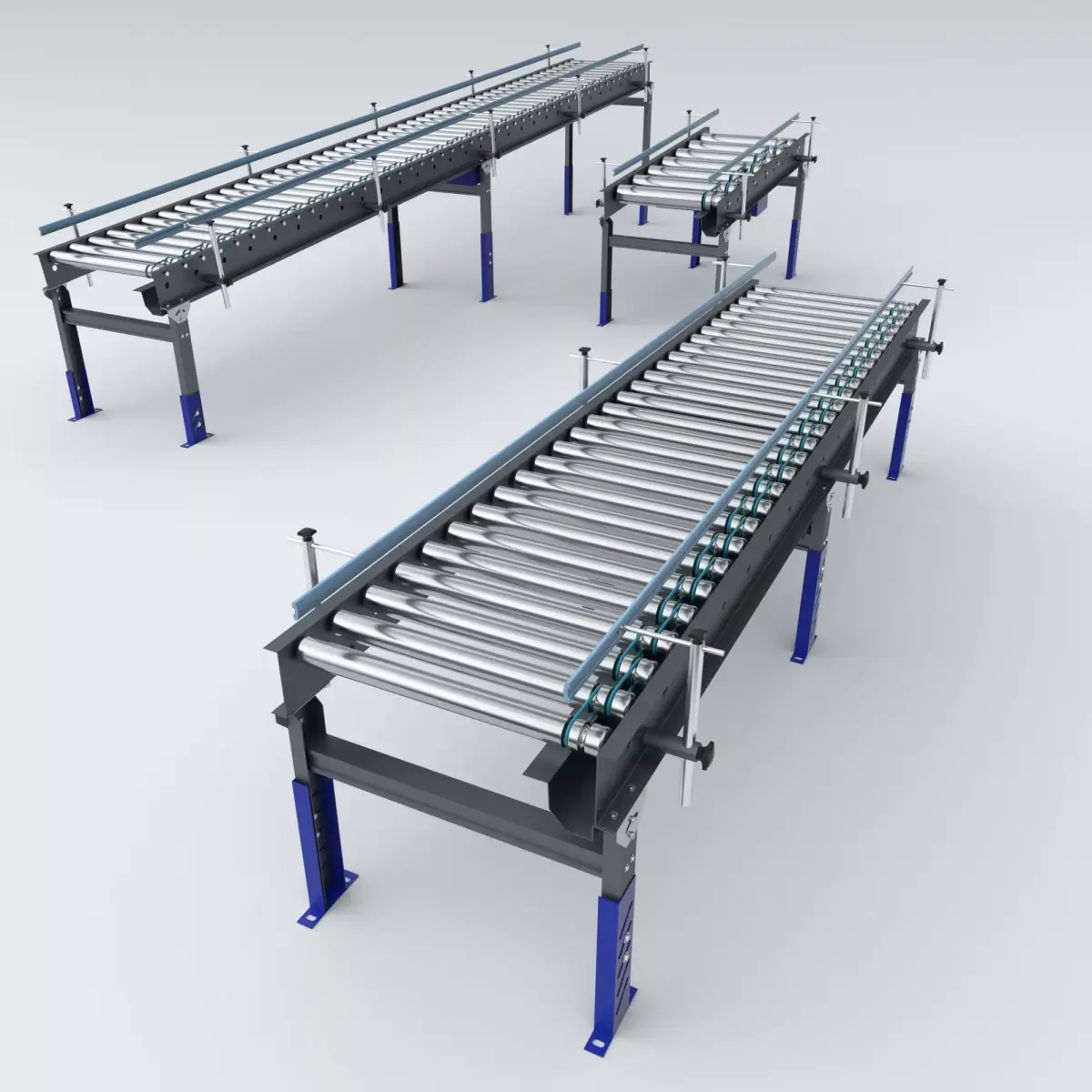 Roller Conveyor Adjustable and Rigged 3D model