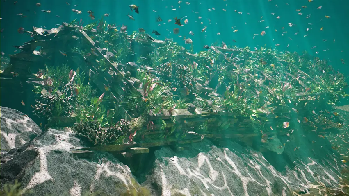 Underwater Shipwreck Scene Free low-poly 3D model