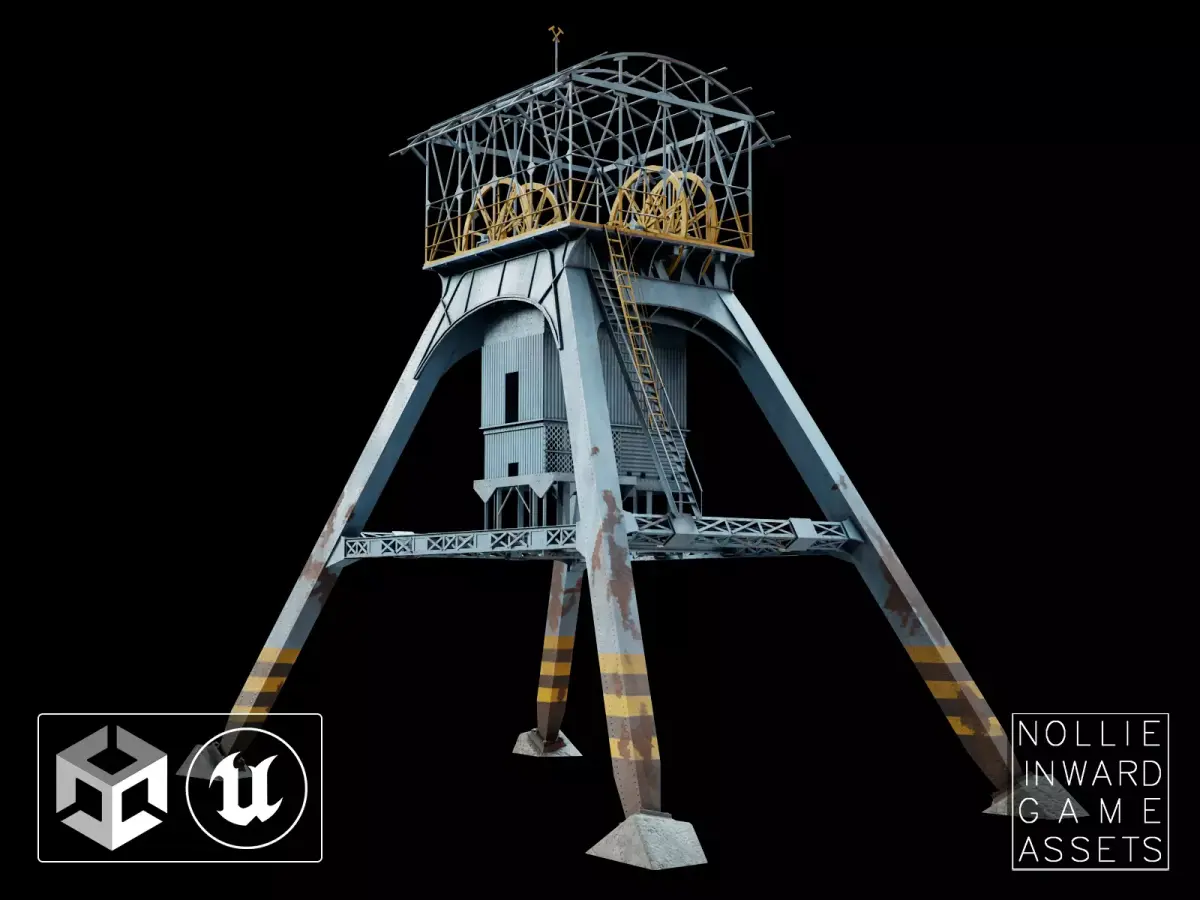 Coal Mine Shaft Tower - KWK Polska II Low-poly 3D model