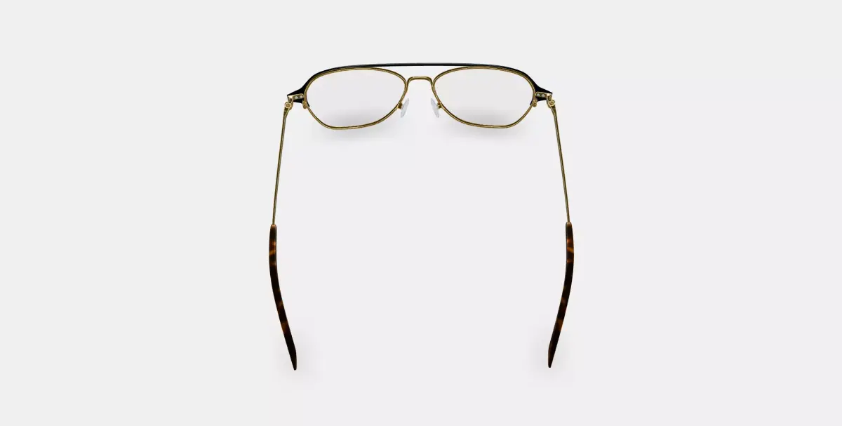 Corson Eyeglasses in Jet Black with Polished Gold 3D model