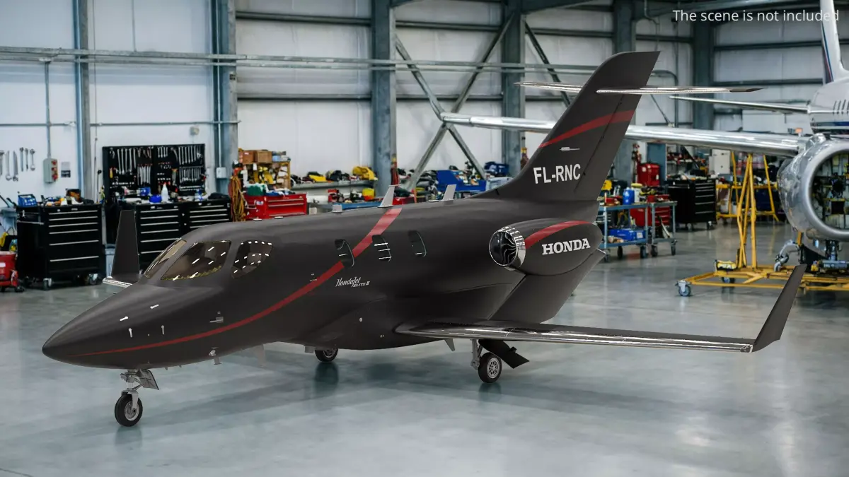HondaJet Elite II Light Jet Aircraft Black Rigged 3D model purchase