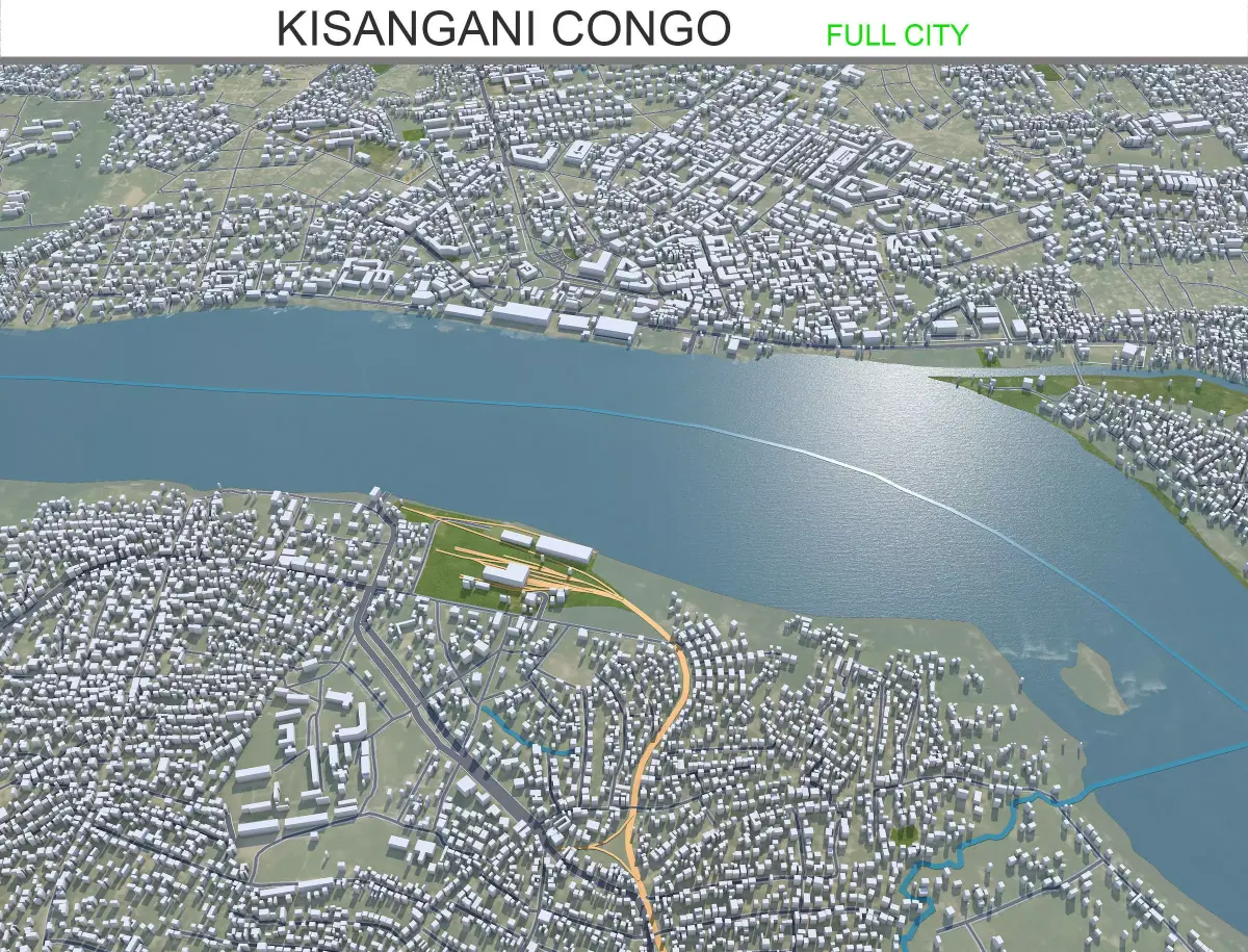 Kisangani Congo 30km Low-poly 3D model
