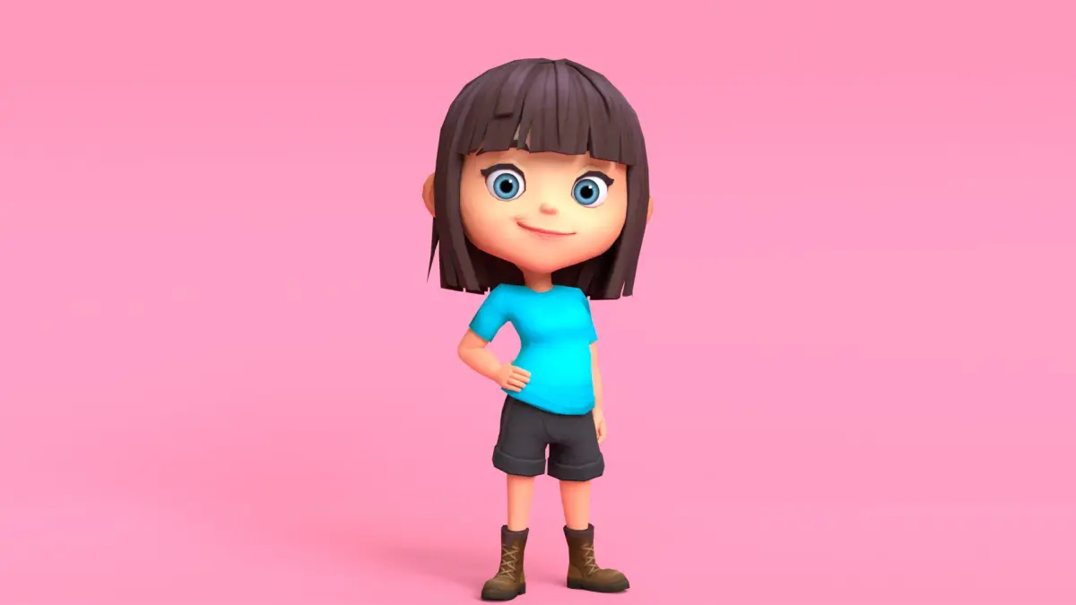 Cartoon Girl Character Low Poly 3D model