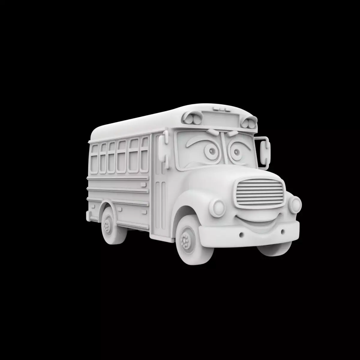 Cartoon School Bus With Eyes 3D Print Model 3D print model