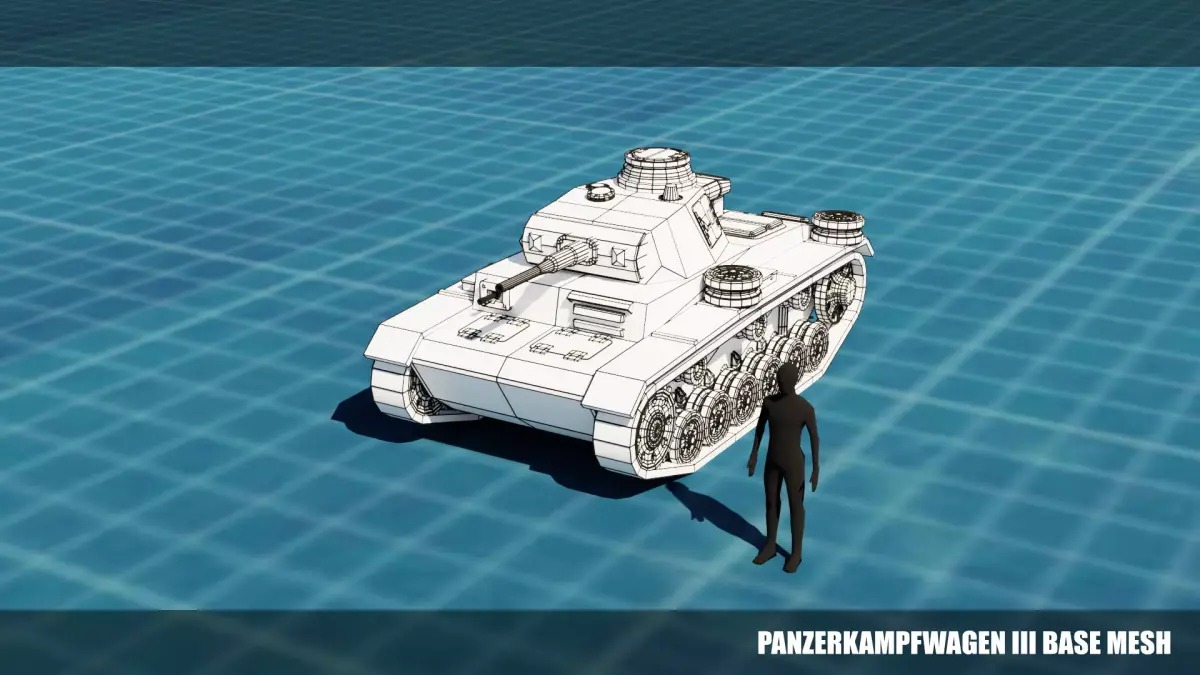 Panzerkampfwagen III Tank Base Mesh  Low-poly 3D model
