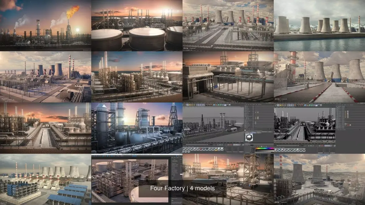 Four Factory 3D Model Pack purchase