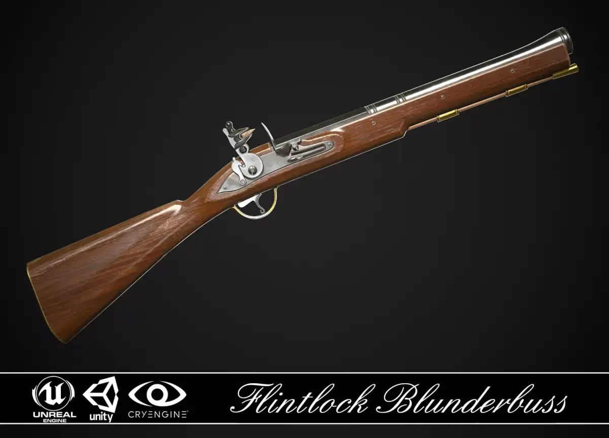 Flintlock Blunderbuss 01 Classic Low-poly 3D model
