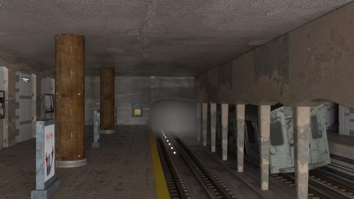 Abandoned Ghost Metro Subway Station In Horror Style 3D model