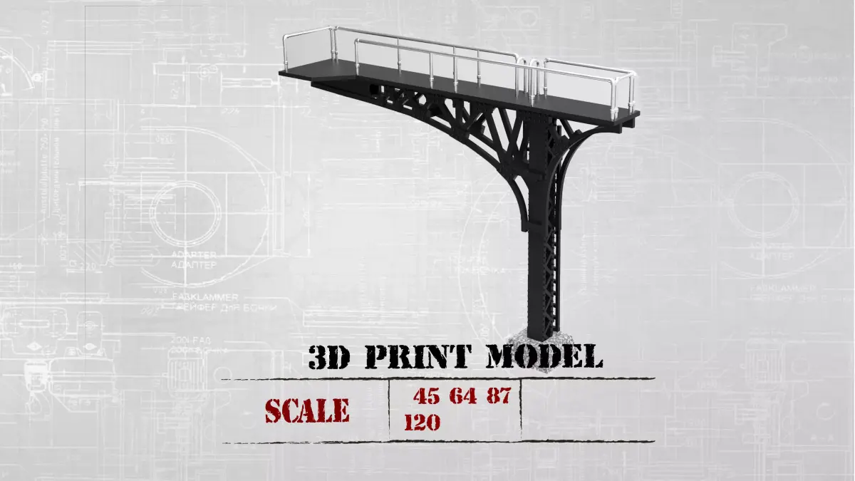 Double Track Cantilever signal bridge for scale model trains 3D print model