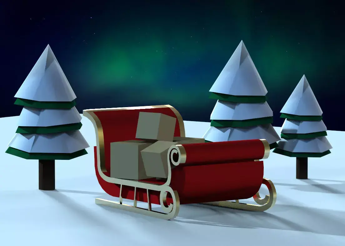 Santa Sleigh Low-poly 3D model buy