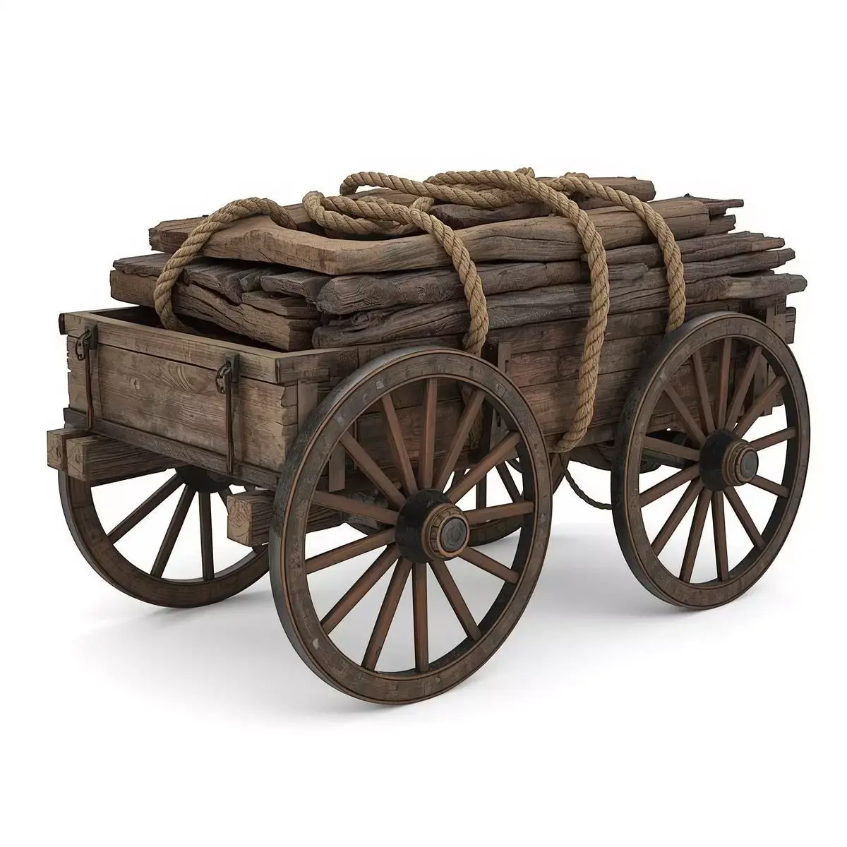 Viking Wooden Cart 3D Model v03 Low-poly 3D model