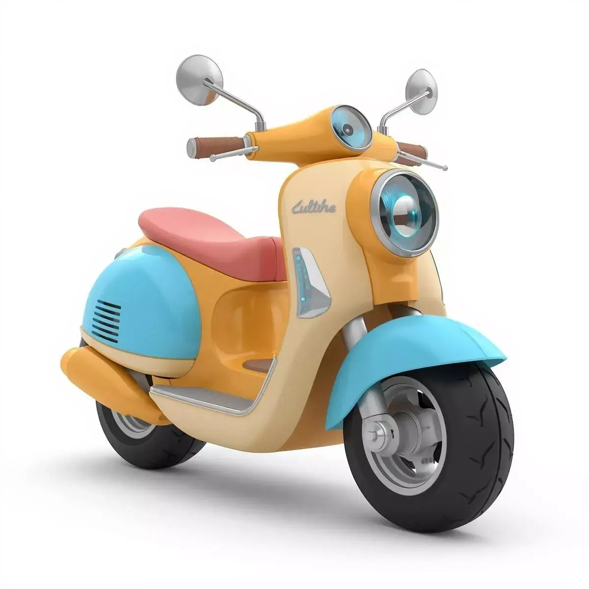 Futuristic Retro-Style Mini Scooter 3D Model Low-poly 3D model