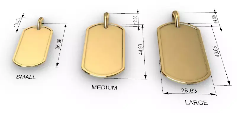 Military DogTag with bail Small Medium Large Pendant Jewelry 3D print model