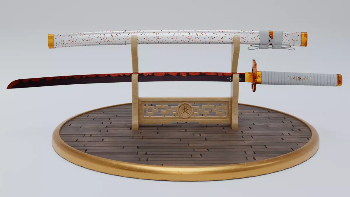 Kyojuro Rengoku Katana - Kimetsu no Yaiba Fanart Free 3D model