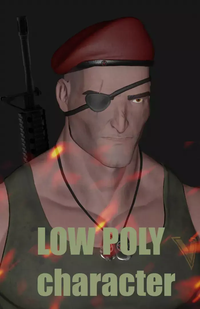 Mercenary soldier Low-poly 3D model