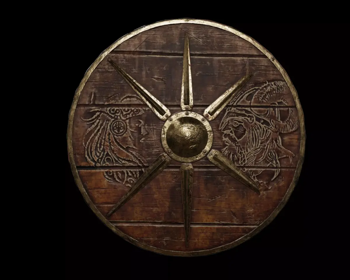 Ancient Norse shield of Jarla Viking Low-poly 3D model