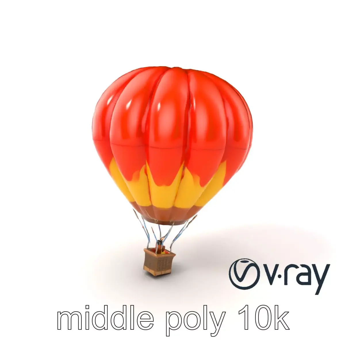 Fiery Pattern Hot Air Balloon 3D model pack Low-poly 3D model