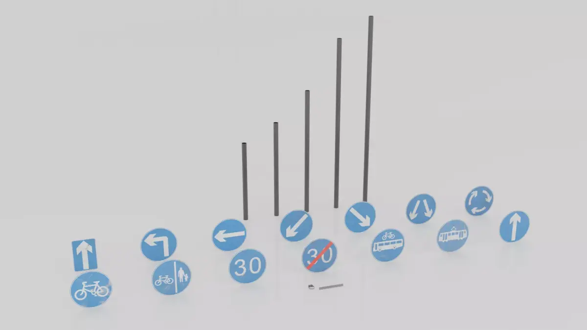 UK Traffic Signs - Positive Instruction Signs Low-poly 3D model