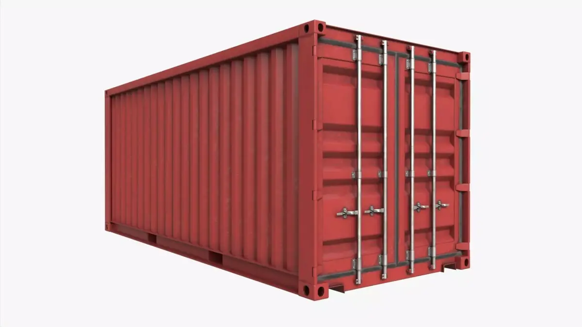 Shipping Container Dry 20-foot Red Dirty 3D model