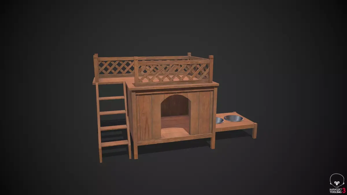 Dog Kennel Low-poly 3D model