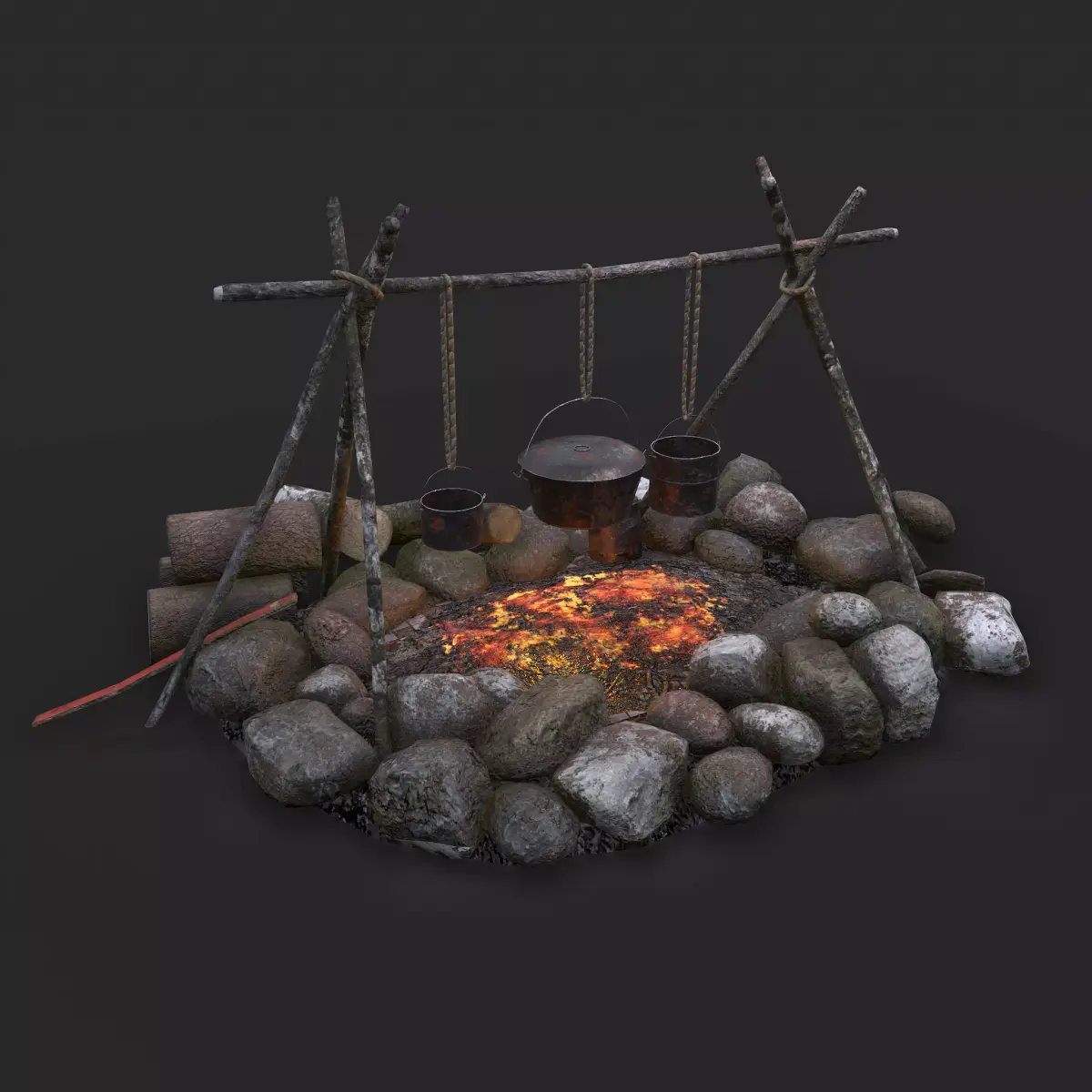 Camping Fire Pit  Low-poly 3D model