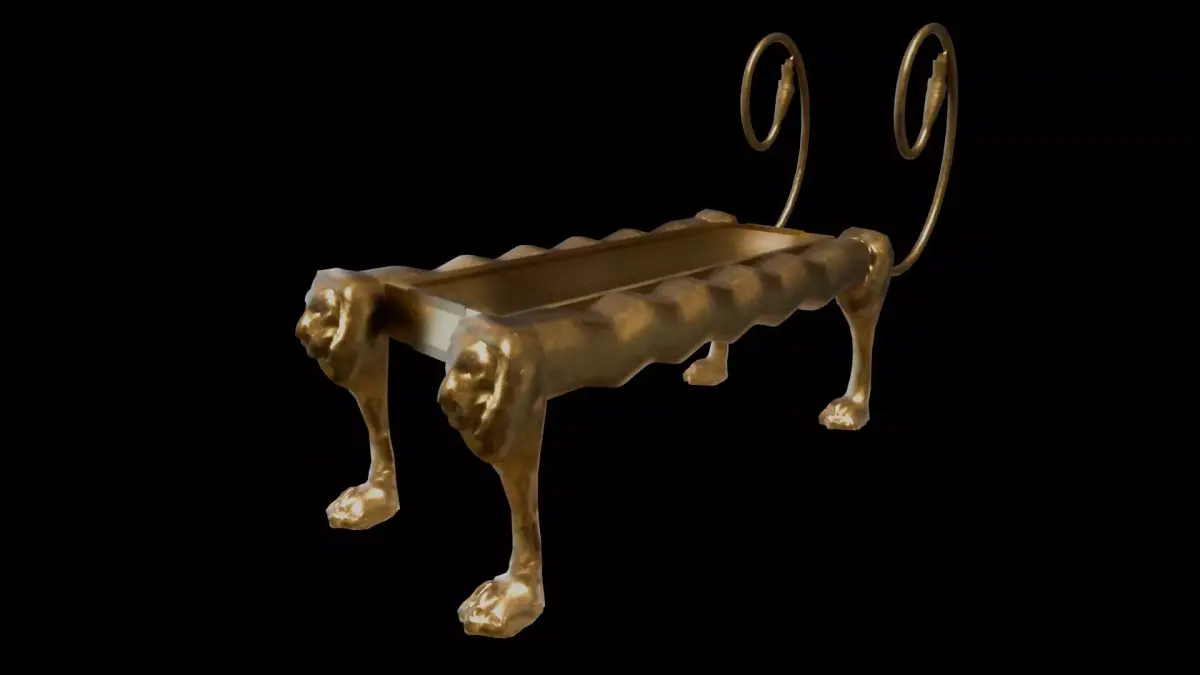 Pure Golden Lion Libation Table for Egyptian Offering  3D model