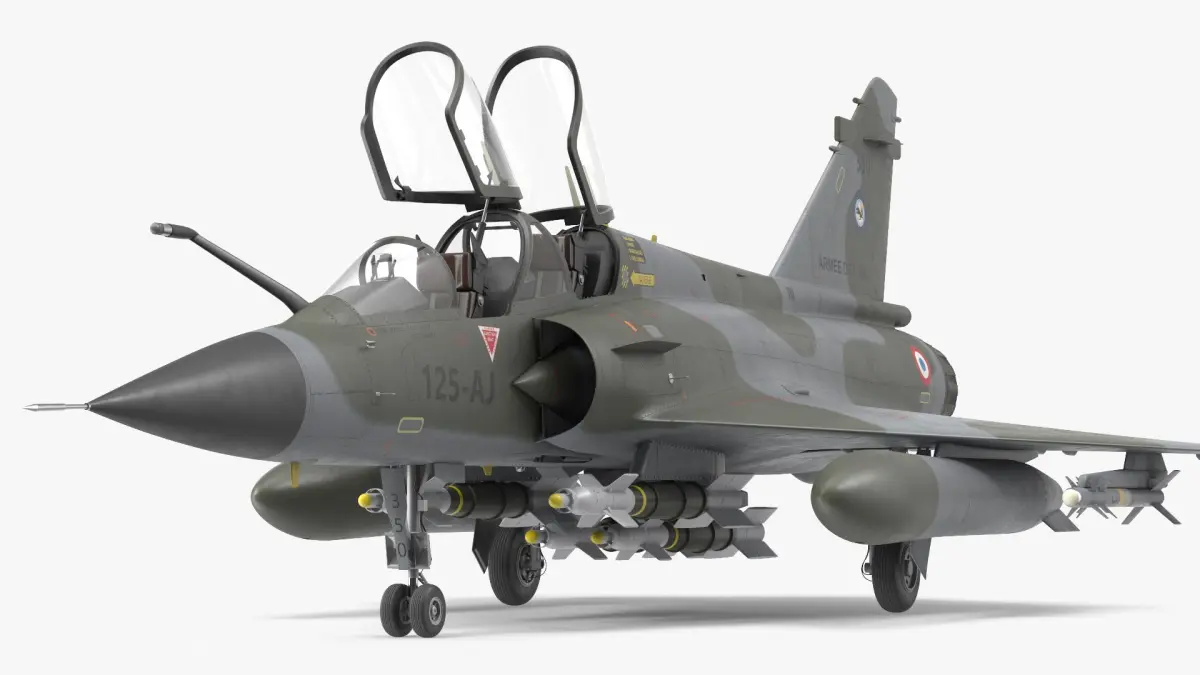 Dassault Mirage 2000N Tactical Bomber Camouflage with Armament Rigged for Maya 3D model