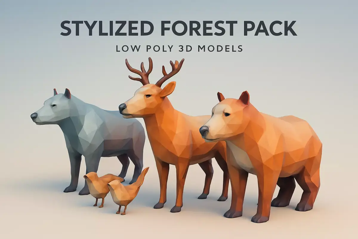 Stylized Forest Pack  Low Poly 3D Animal Models Low-poly 3D model