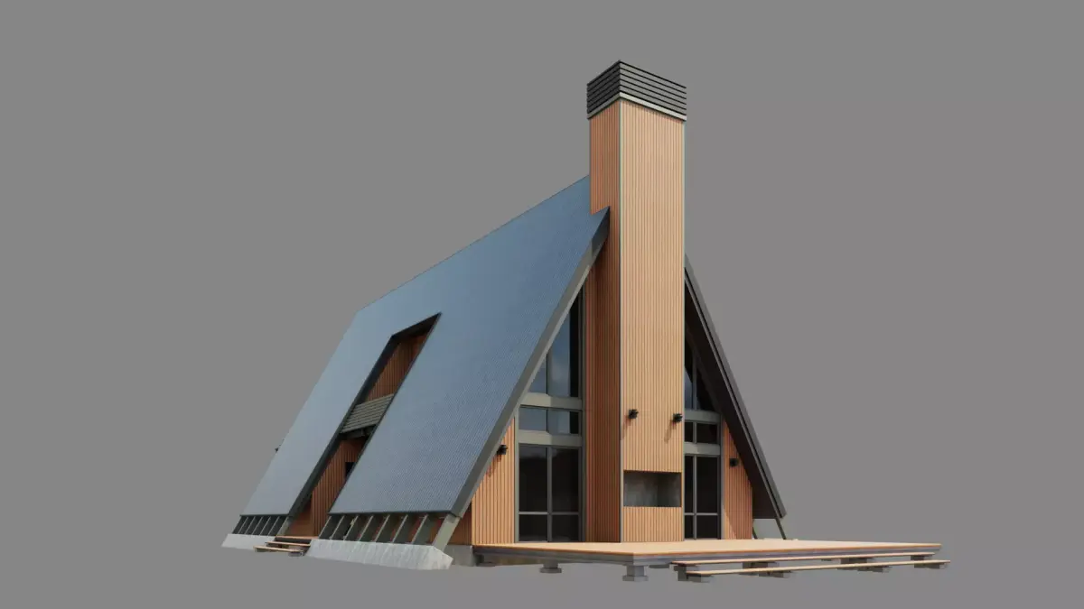 Contemporary A-Frame House ID047 Free 3D model